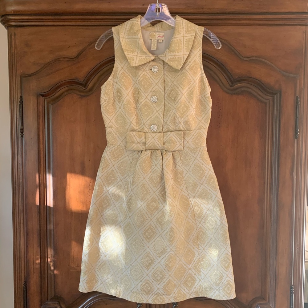 Anthropologie Gold Brocade Dress